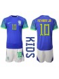 Brasilien Neymar Jr #10 Auswärts Trikotsatz für Kinder WM 2022 Kurzarm (+ Kurze Hosen)